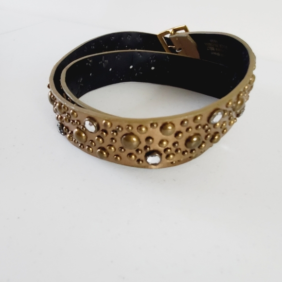 Studded Jeweled Leather Belt Size 18/20 Lane Bryant Western Bronze Studded Y2K - Picture 7 of 12